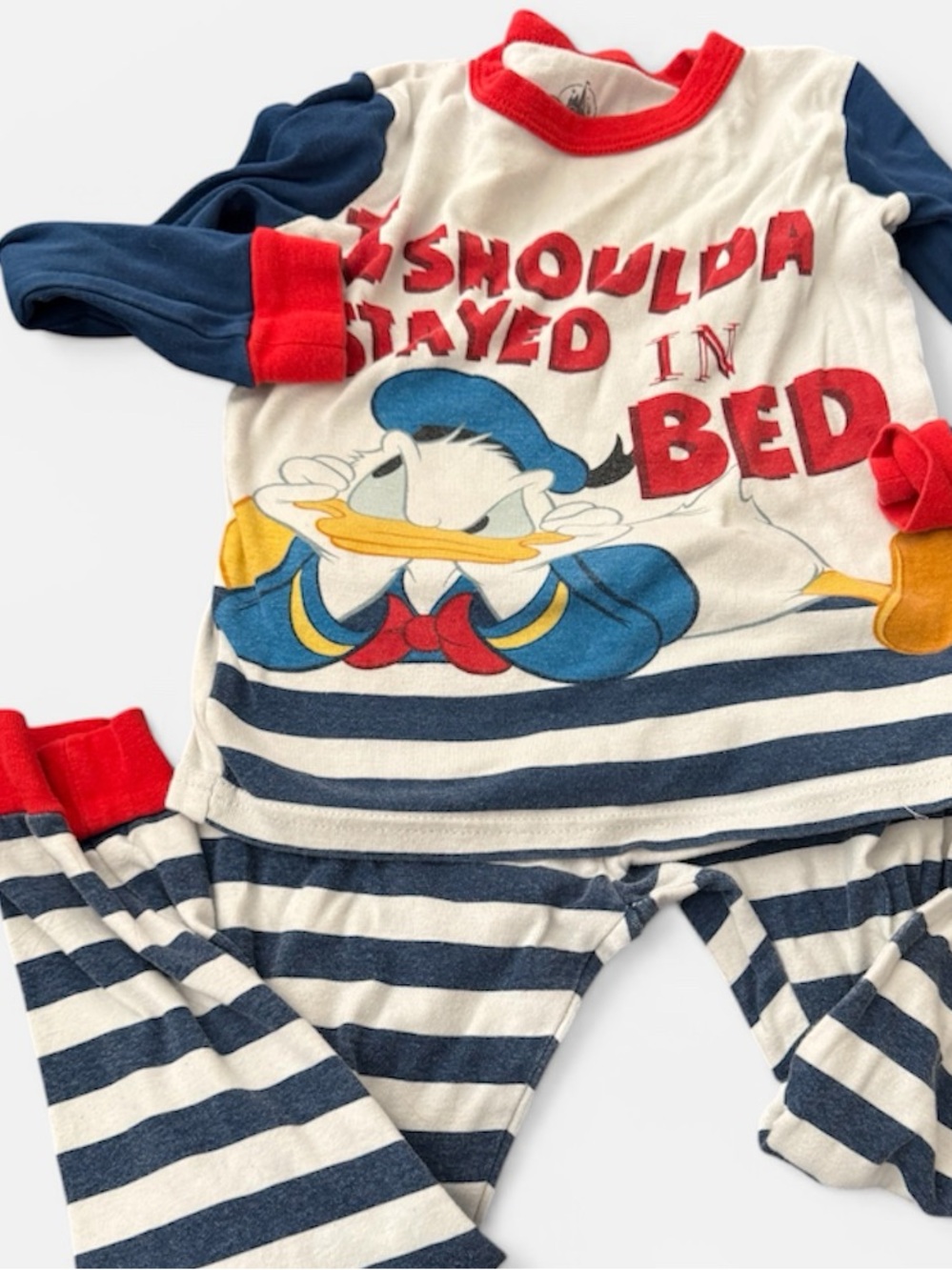 Disney Donald Duck Pajamas Set 4T 5T Boys “I Shoulda Stayed in Bed”